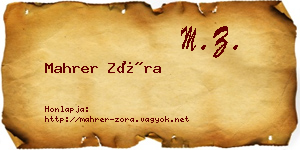 Mahrer Zóra névjegykártya
